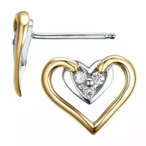 hart diamant oorsteker in 14 karaat goud en witgoud met diamant 