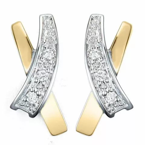 diamant oorsteker in 14 karaat goud en witgoud met diamant 