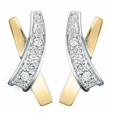 diamant oorsteker in 14 karaat goud en witgoud met diamant