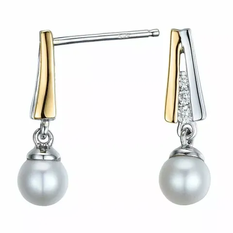 parel diamant oorbellen in 14 karaat goud en witgoud met diamant