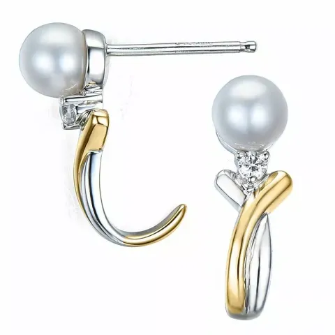 parel diamant oorbellen in 14 karaat goud en witgoud met diamant