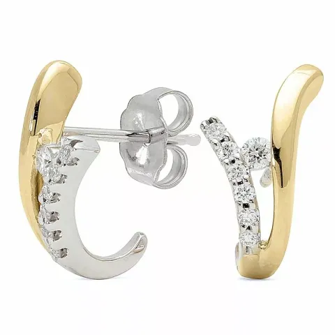 diamant oorsteker in 14 karaat goud en witgoud met diamant
