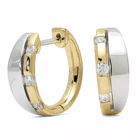 13 mm creool in 14 karaat goud en witgoud met diamant