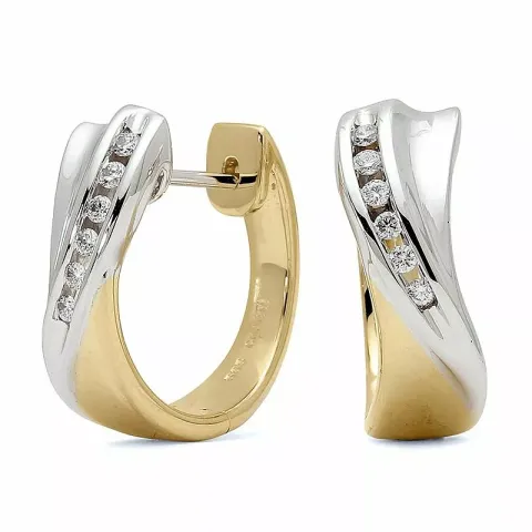 16 mm creool in 14 karaat goud en witgoud met diamant