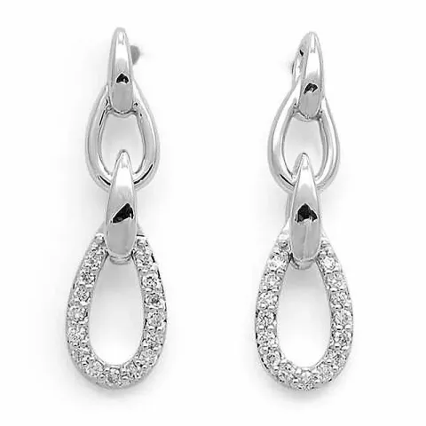 Druppel diamant oorbellen in 14 karaat witgoud met diamanten