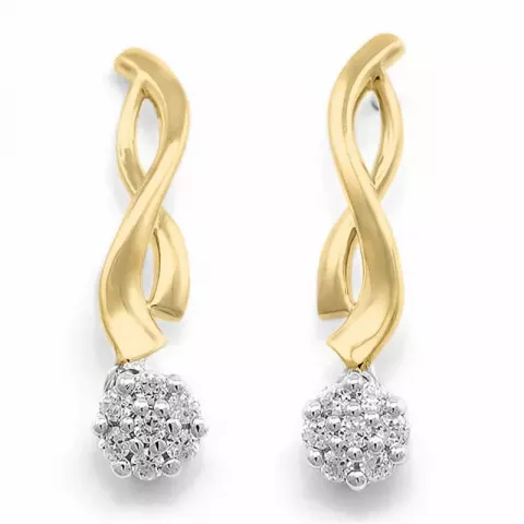 Diamant diamant oorbellen in 14 karaat goud en witgoud met diamanten 