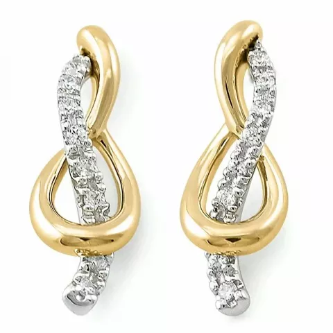 sleutel diamant oorbellen in 14 karaat goud en witgoud met diamant 