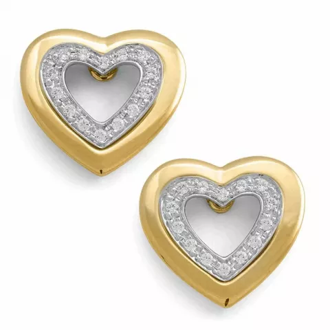 Hart diamant oorsteker in 14 karaat goud en witgoud met diamanten 