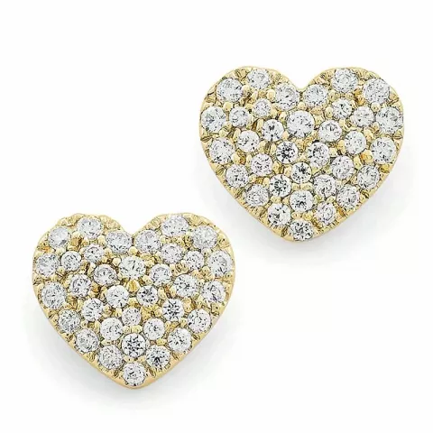 Hart diamant oorbellen in 14 karaat goud met diamanten 