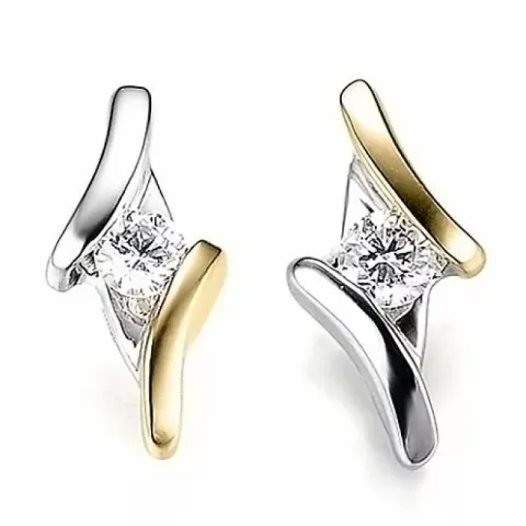 Diamant oorbellen in 14 karaat goud en witgoud met diamanten