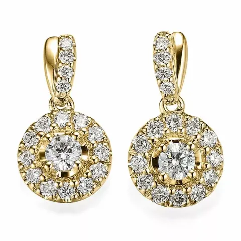 rond diamant oorbellen in 14 karaat goud met diamant