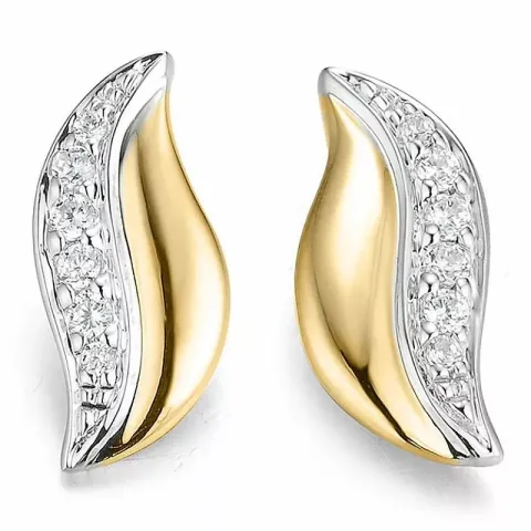 diamant oorsteker in 14 karaat goud en witgoud met diamant