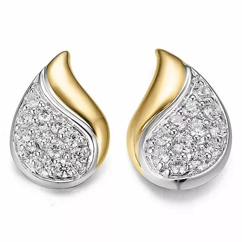 druppel diamant oorsteker in 14 karaat goud en witgoud met diamant 