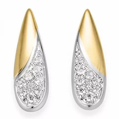Druppel diamant oorbellen in 14 karaat goud en witgoud met diamanten 