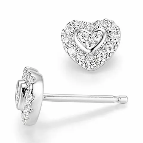 hart diamant oorsteker in 14 karaat witgoud met diamant
