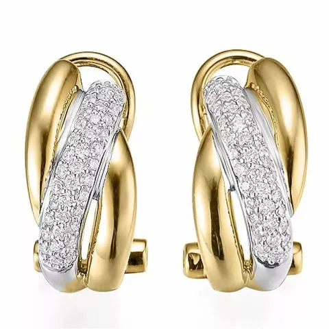 diamant oorbellen in 14 karaat goud en witgoud met diamant
