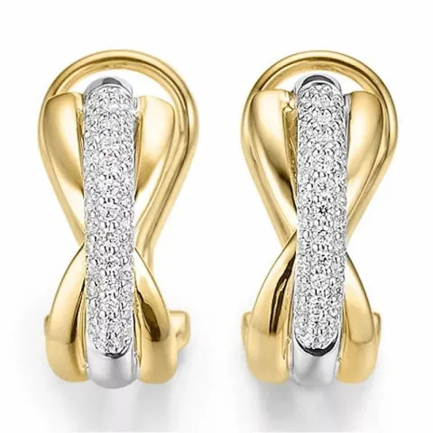 diamant oorbellen in 14 karaat goud en witgoud met diamant
