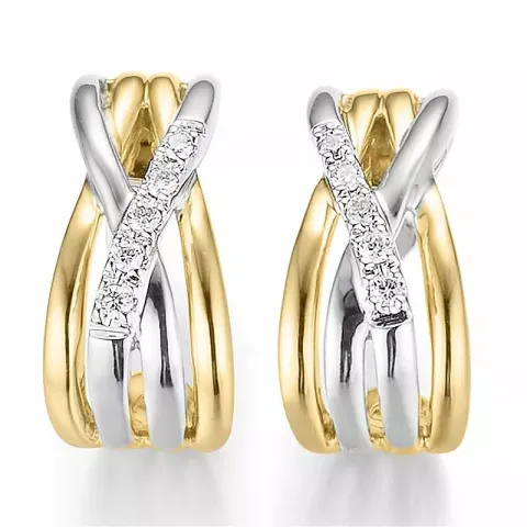 diamant oorbellen in 14 karaat goud en witgoud met diamant