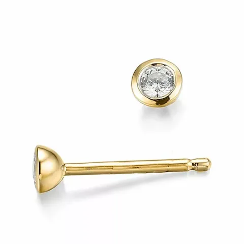 rond diamant solitaire oorbel in 14 karaat goud met diamant