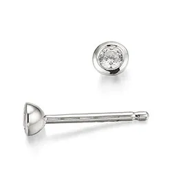 2 x 0,05 ct solitaire oorbel in 14 karaat witgoud met diamant