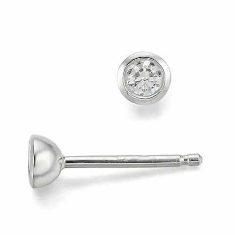 rond diamant solitaire oorbel in 14 karaat witgoud met diamant 