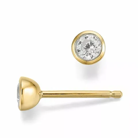 rond diamant solitaire oorbel in 14 karaat goud met diamant