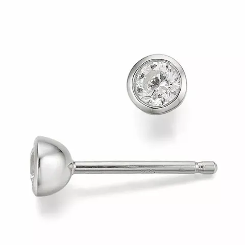 rond diamant solitaire oorbel in 14 karaat witgoud met diamant