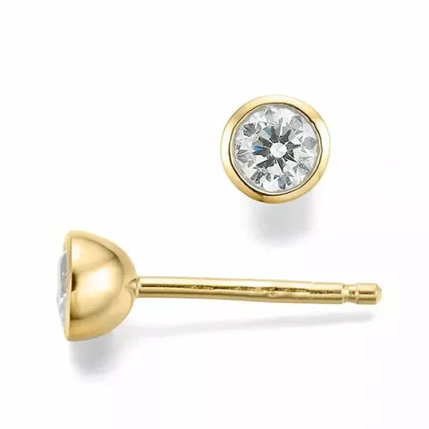 rond diamant solitaire oorbel in 14 karaat goud met diamant