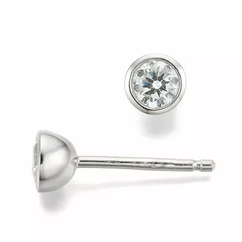 rond diamant solitaire oorbel in 14 karaat witgoud met diamant