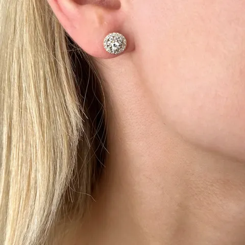 rond diamant oorbellen in 14 karaat goud met diamant en diamant 