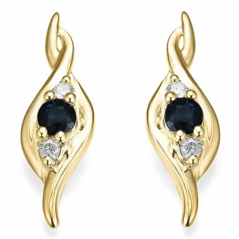 saffier diamant oorbellen in 14 karaat goud met diamant en saffier