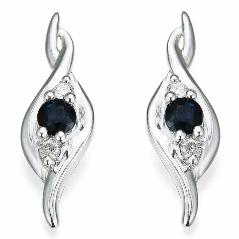 saffier diamant oorbellen in 14 karaat witgoud met diamant en saffier 