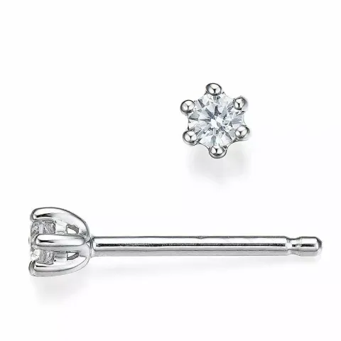 2 x 0,07 ct diamant solitaire oorbel in 14 karaat witgoud met diamant