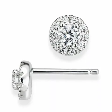 rond diamant oorsteker in 14 karaat witgoud met diamant
