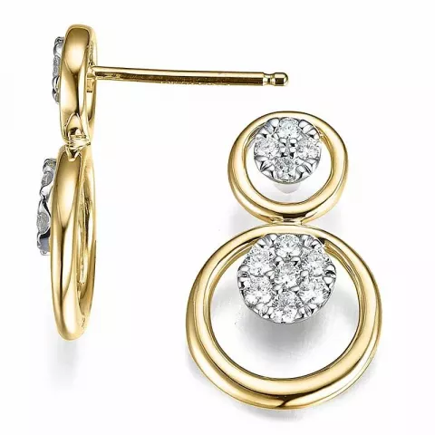 rond diamant oorbellen in 14 karaat goud en witgoud met diamant 