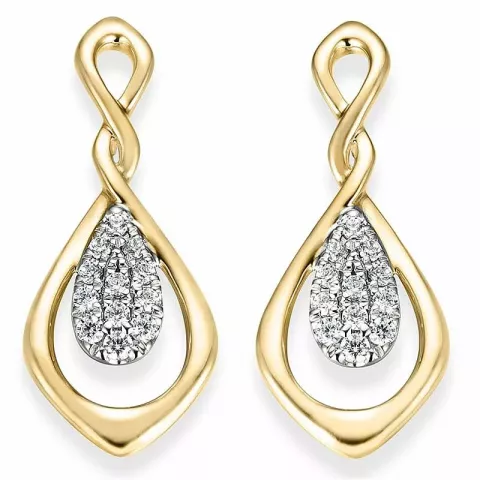 druppel diamant oorbellen in 14 karaat goud en witgoud met diamant 