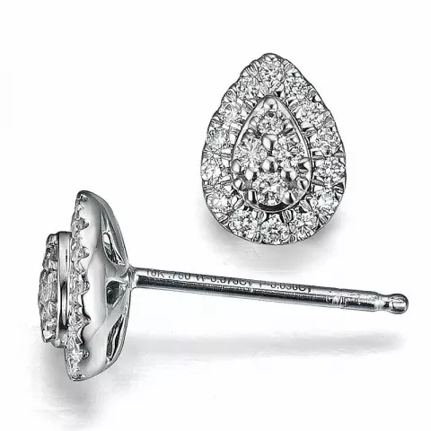 Druppel briljant oorbellen in 14 karaat witgoud met diamanten 