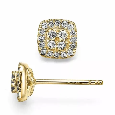vierkant briljant oorbellen in 14 karaat goud met rodium met diamant