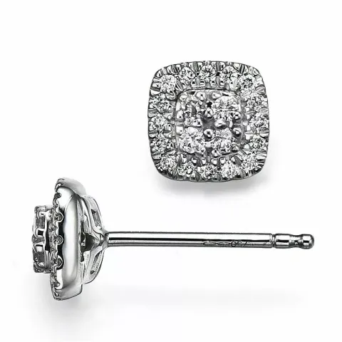 vierkant briljant oorbellen in 14 karaat witgoud met diamant
