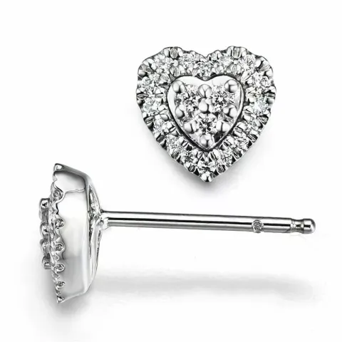 Hart diamant oorbellen in 14 karaat witgoud met diamanten
