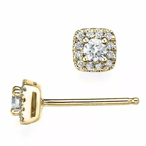 vierkant diamant oorsteker in 14 karaat goud met diamant