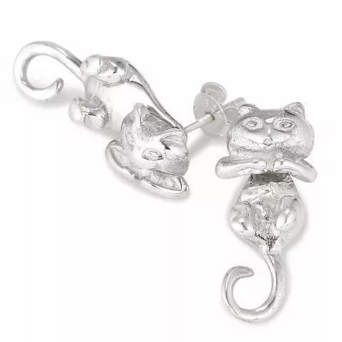 katten oorbellen in zilver