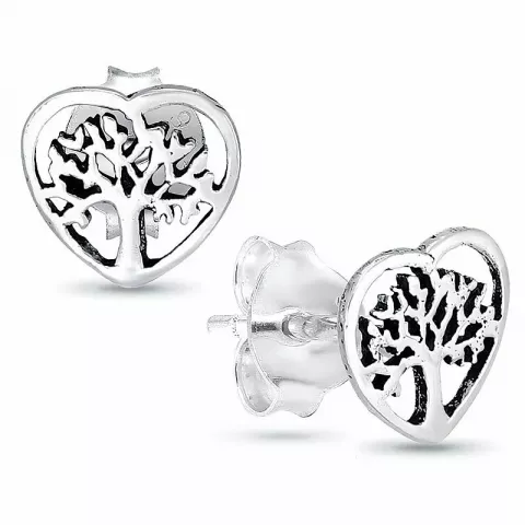 Hart boom van het leven oorbellen in zilver