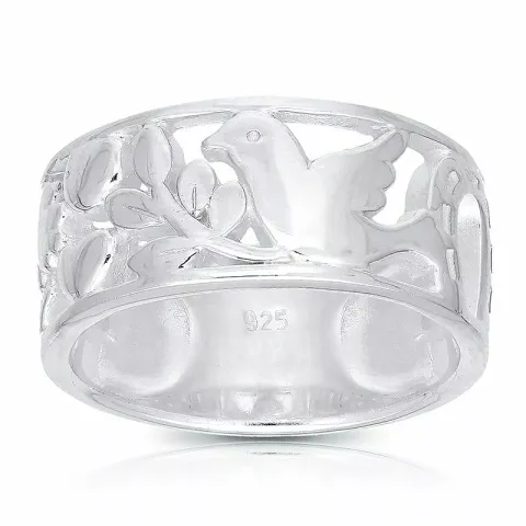 Breed vogel ring in zilver