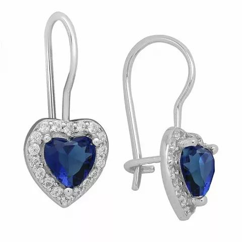blauwe hart oorbellen in zilver