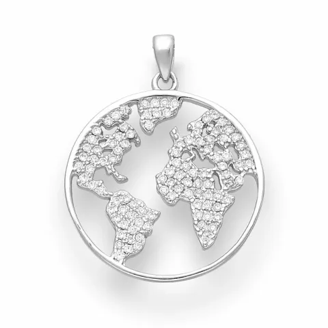 rond world ketting in zilver met hanger in zilver