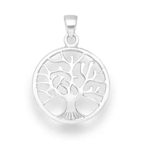 rond boom van het leven hanger in zilver