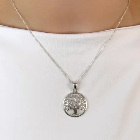 rond boom van het leven hanger in zilver