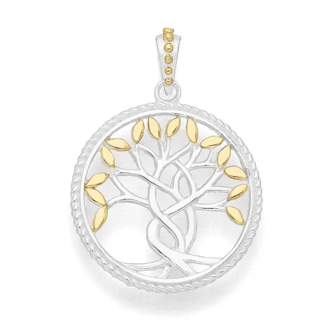 rond boom van het leven hanger in zilver en verguld sterlingzilver