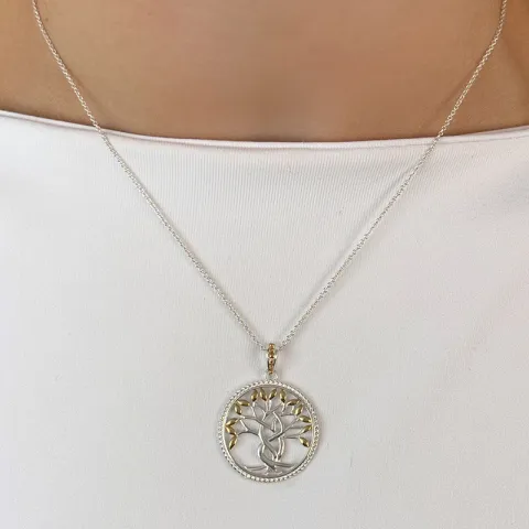 rond boom van het leven hanger in zilver en verguld sterlingzilver